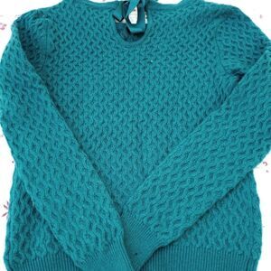 Forever 21 M Nylon Angora Long Sleeve Teal Knitted Womens Sweater